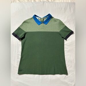 Lacoste Polo Shirt Women 42 Green Blue Colorblock Short Sleeve